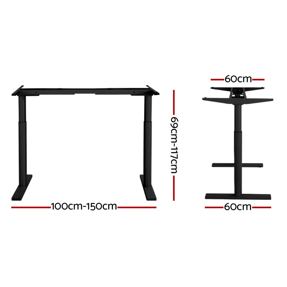 Artiss Standing Desk Sit Stand Motorised Adjustable Frame Only Dual Motor Black