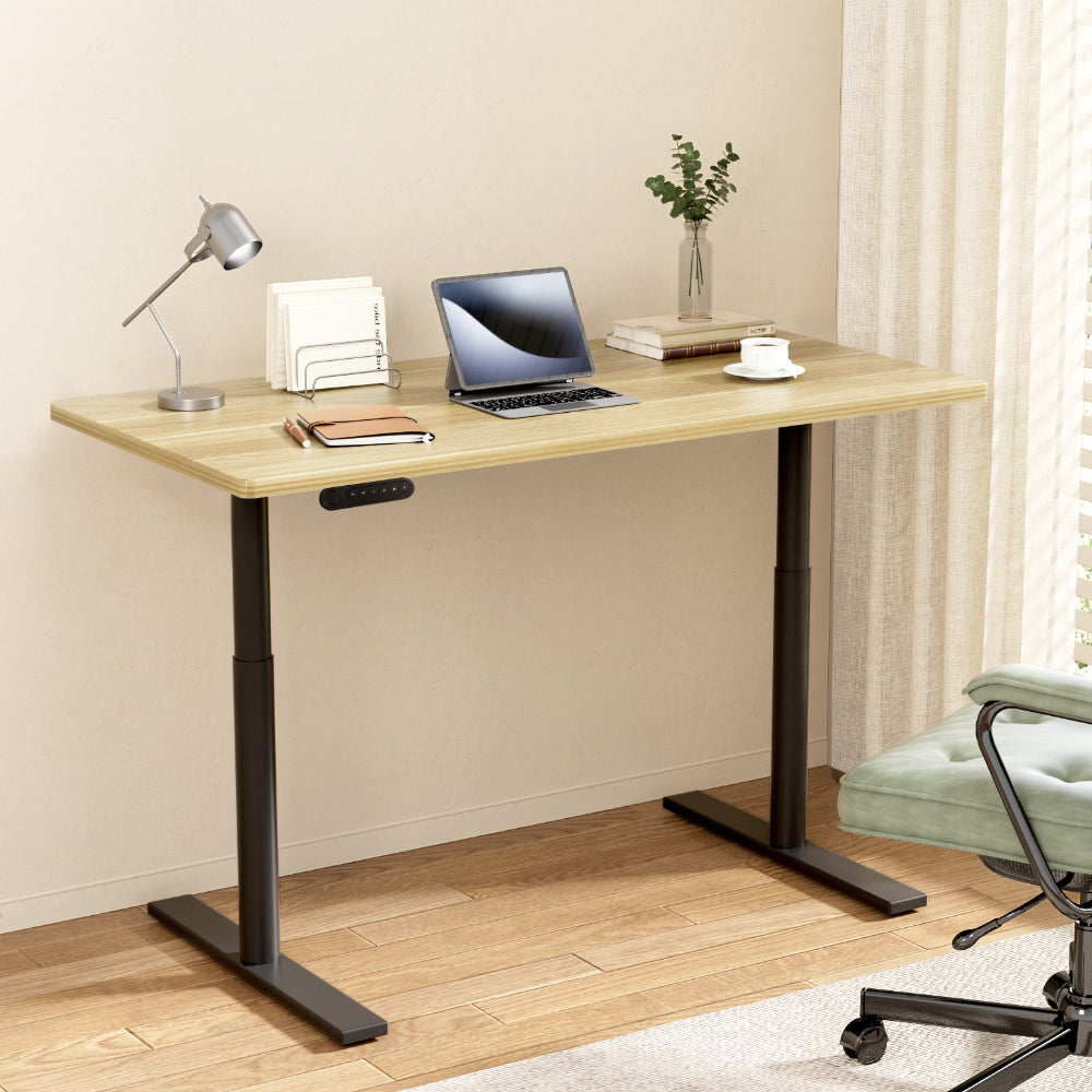 Artiss Electric Standing Desk Motorised Adjustable Sit Stand Desks Black Oak