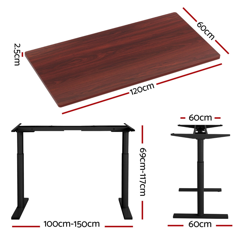 Artiss Electric Standing Desk Motorised Adjustable Sit Stand Desks Black Walnut