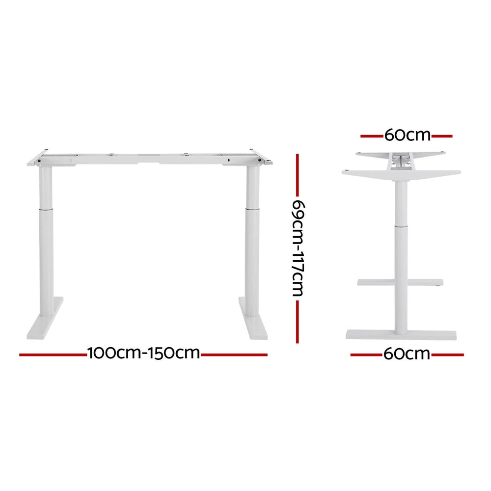Artiss Standing Desk Sit Stand Motorised Adjustable Frame Only Dual Motor White