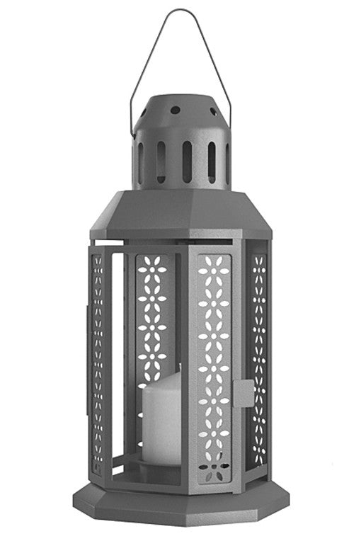 10 Pack of Dark Grey Metal Miners Lantern 21cm Tealight Candle