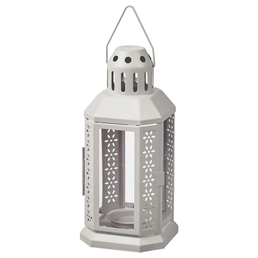 10 Pack of Grey Metal Miners Lantern 21cm Tealight Candle