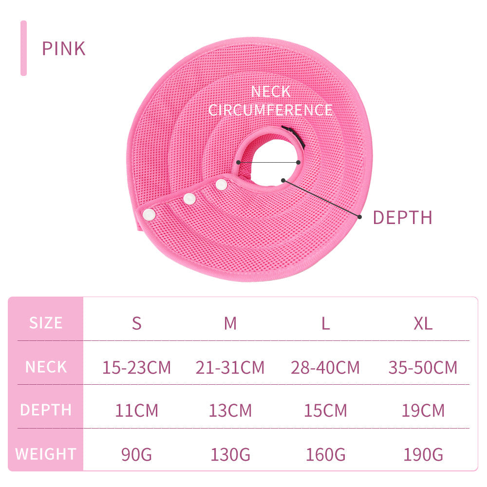 Pet Dog Cat Elizabethan Collar Adjustable Cone Mesh Recovery L-Pink