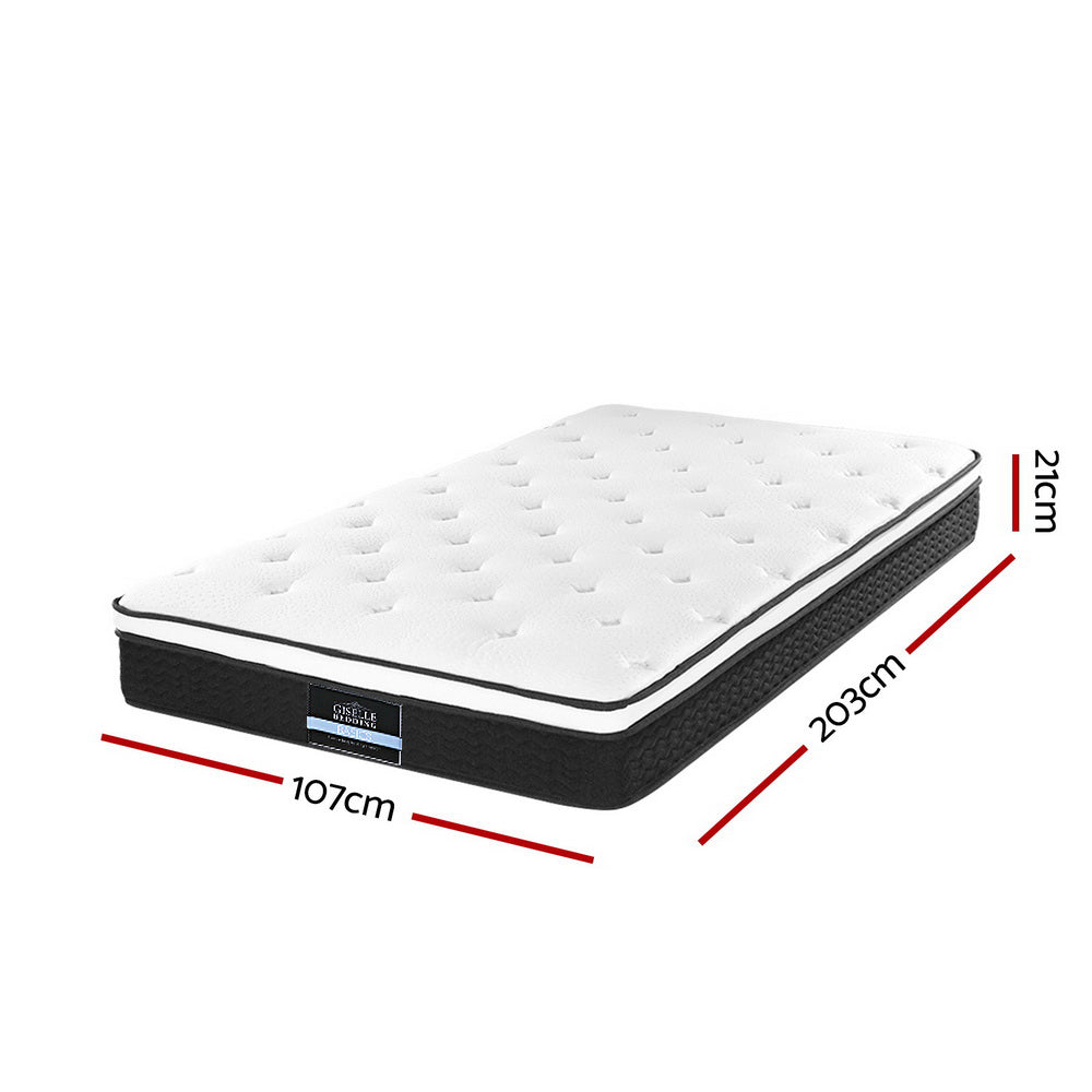 Giselle Bedding 21cm Mattress Euro Top King Single Medium Firm 6.0