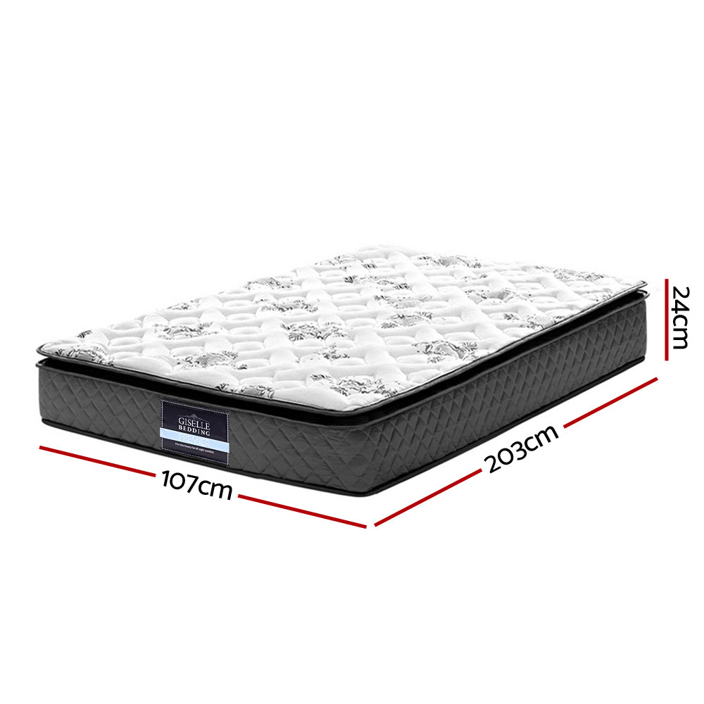 Giselle Bedding 24cm Mattress Pillow Top King Single Medium Soft 5.0