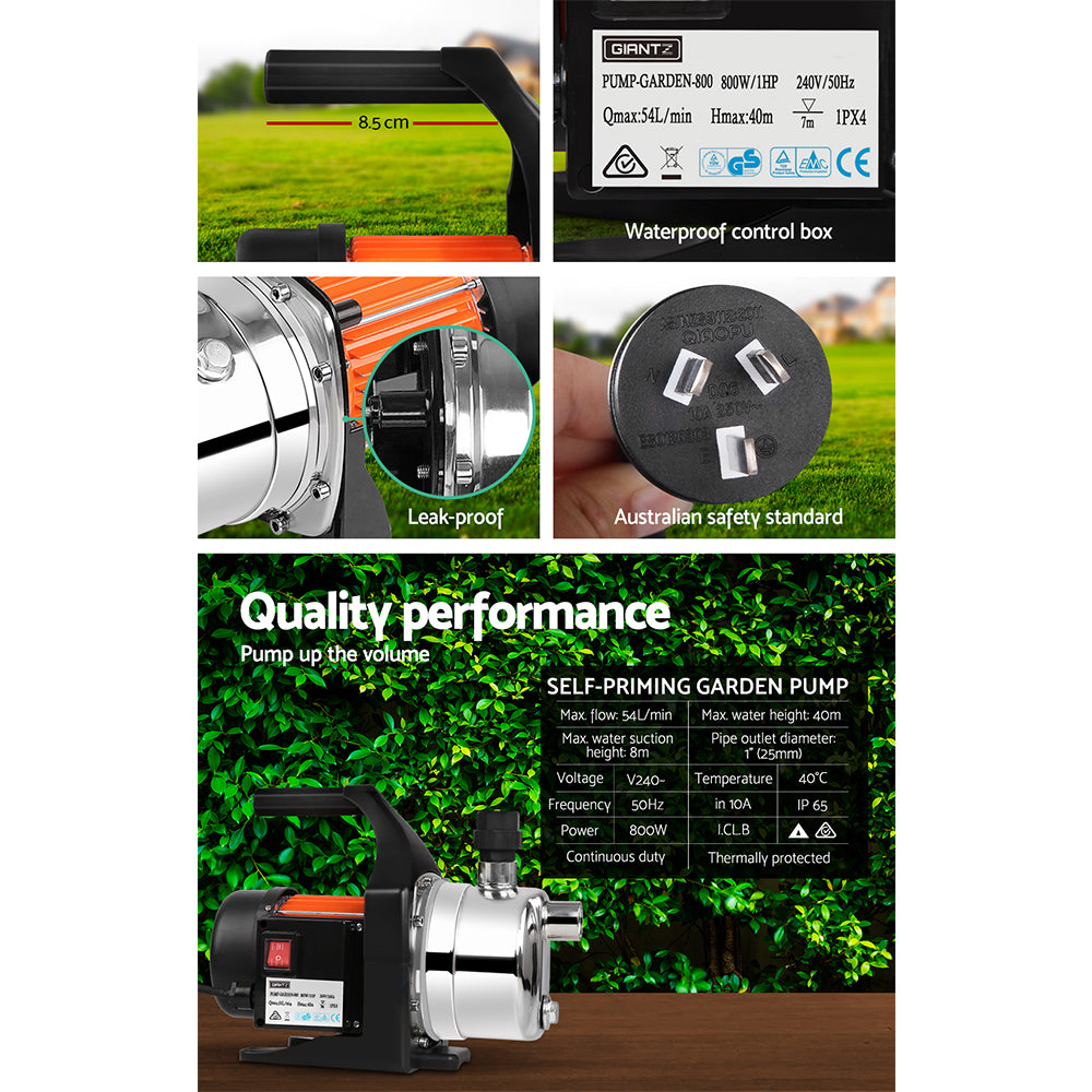 Giantz Garden Water Pump High Pressure 800W Tank Rain Farm Irrigation House