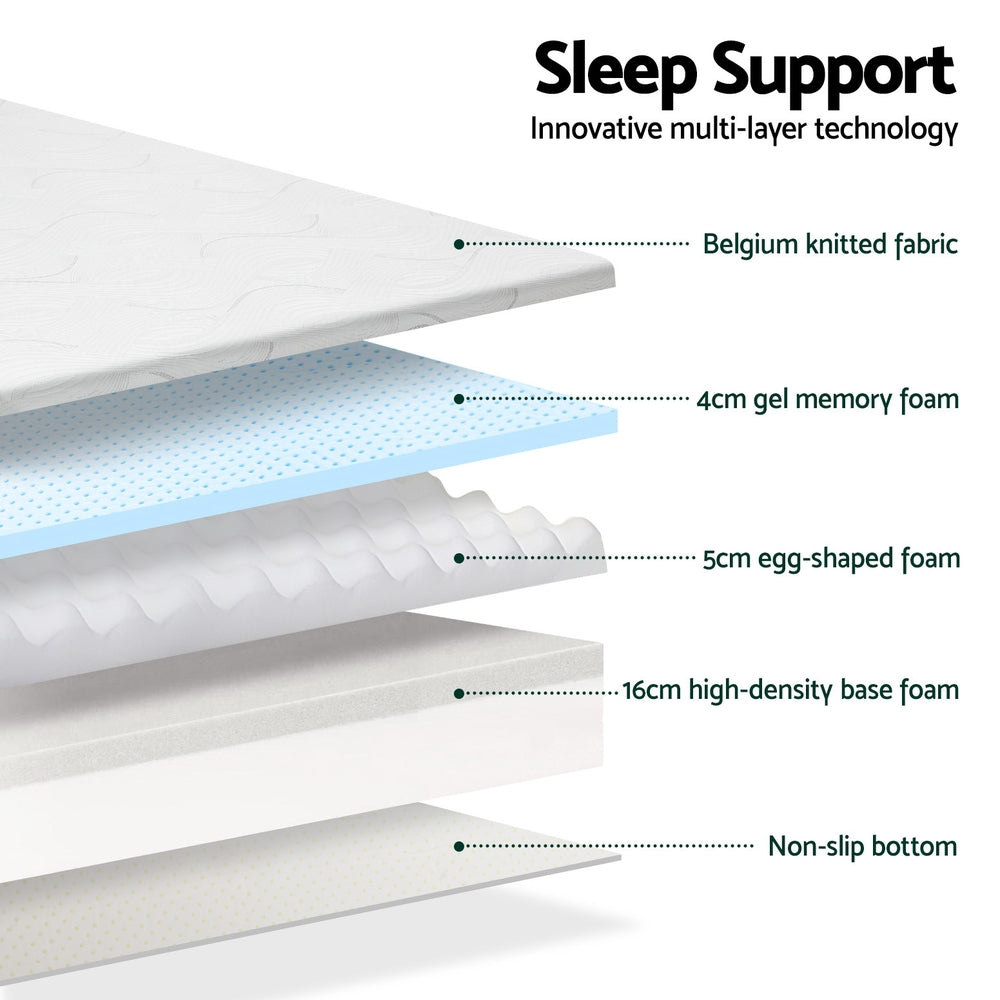 Giselle Bedding Memory Foam Mattress Bed Cool Gel Non Spring 25cm Queen Medium Firm