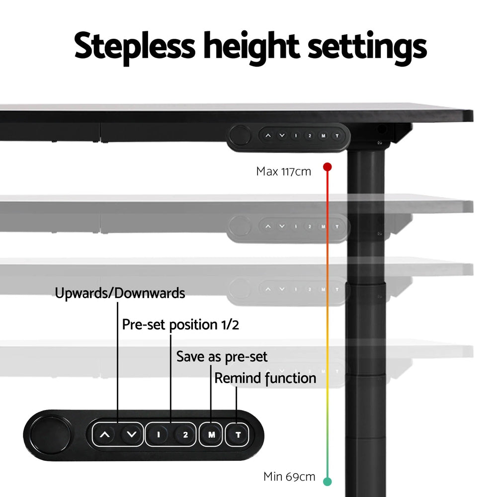 Artiss Standing Desk Sit Stand Motorised Adjustable Frame Only Dual Motor Black