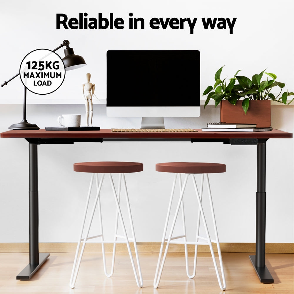 Artiss Electric Standing Desk Motorised Adjustable Sit Stand Desks Black Walnut
