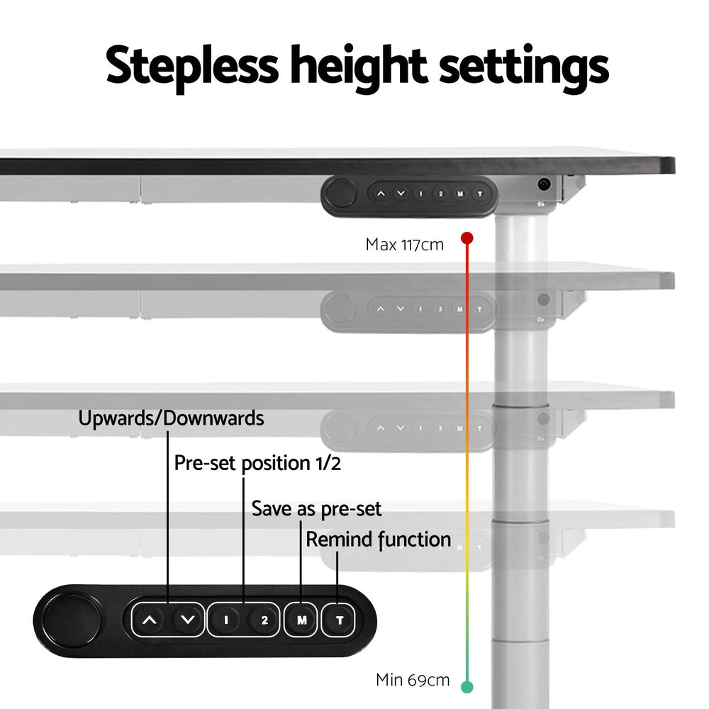 Artiss Standing Desk Sit Stand Motorised Adjustable Frame Only Dual Motor White