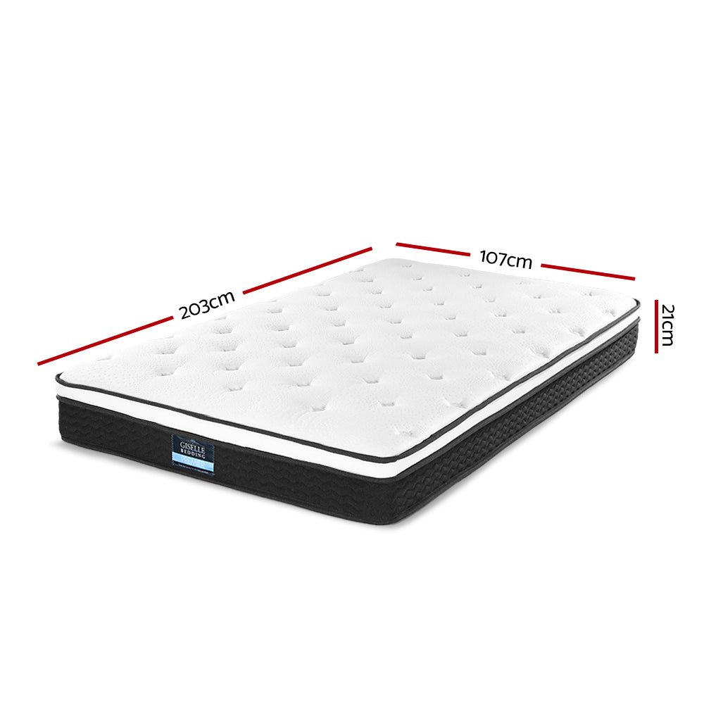 Giselle Bedding 21cm Mattress Euro Top King Single Medium Firm 6.0