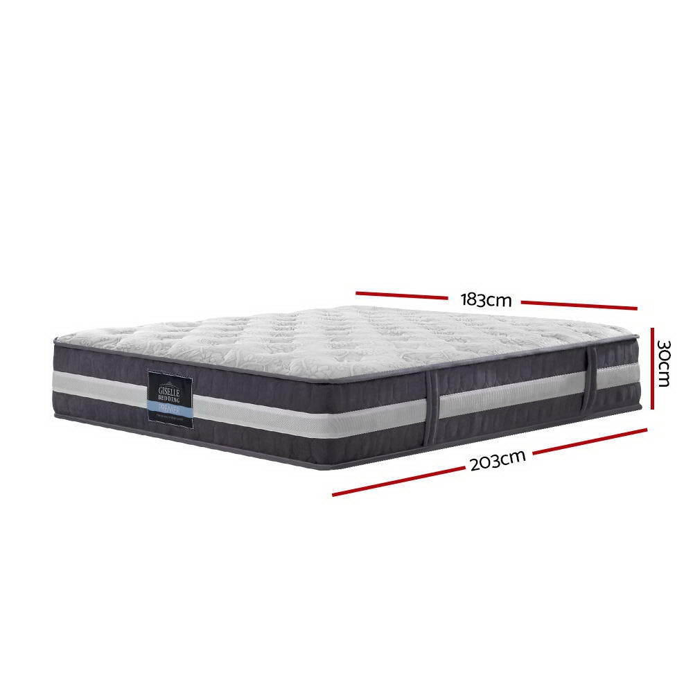 Giselle Bedding 30cm Mattress Pocket Spring King Medium Firm 6.5