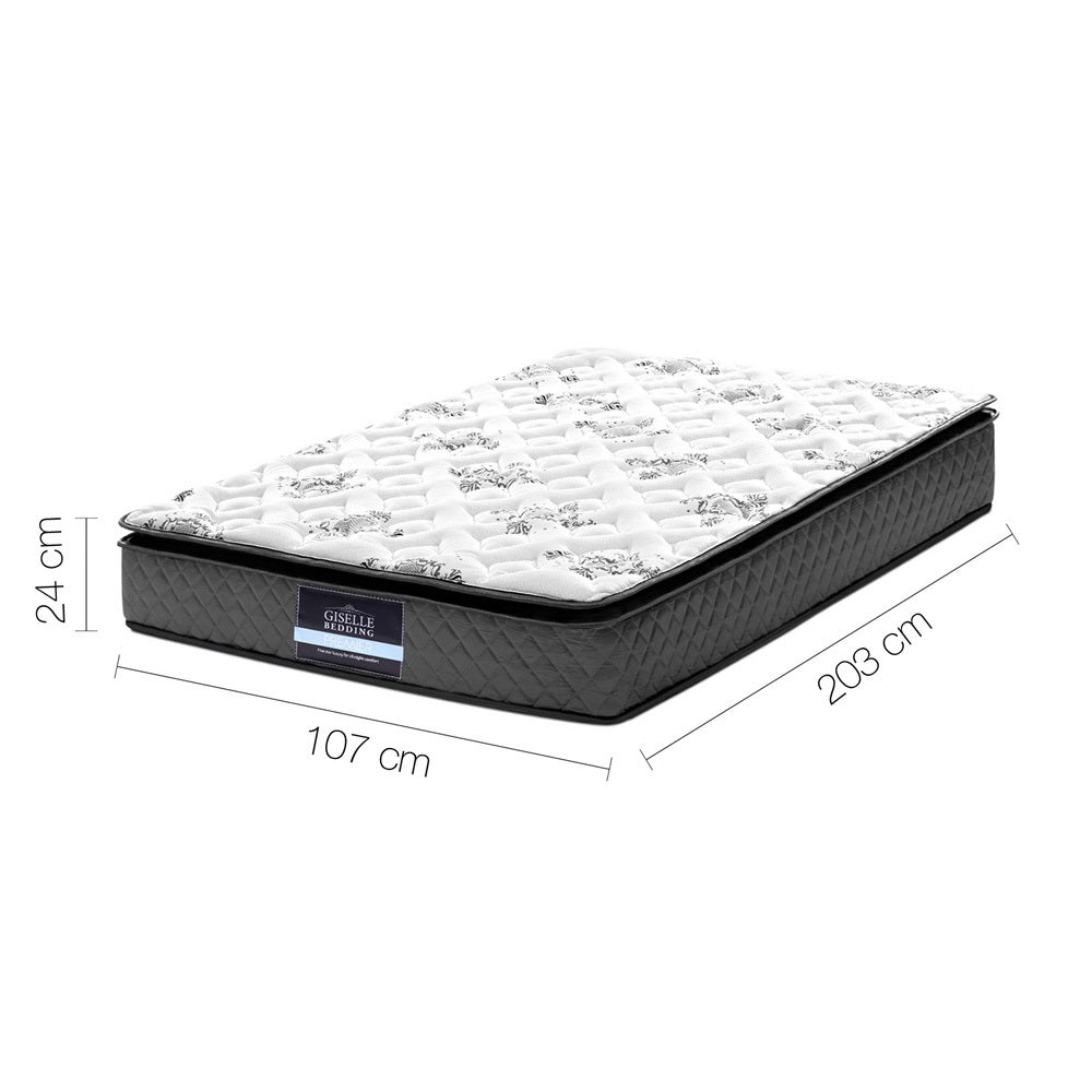 Giselle Bedding 24cm Mattress Pillow Top King Single Medium Soft 5.0