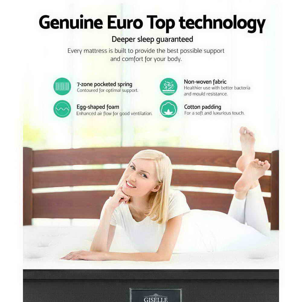 Giselle Bedding 34cm Mattress Euro Top King Medium Firm 6.5