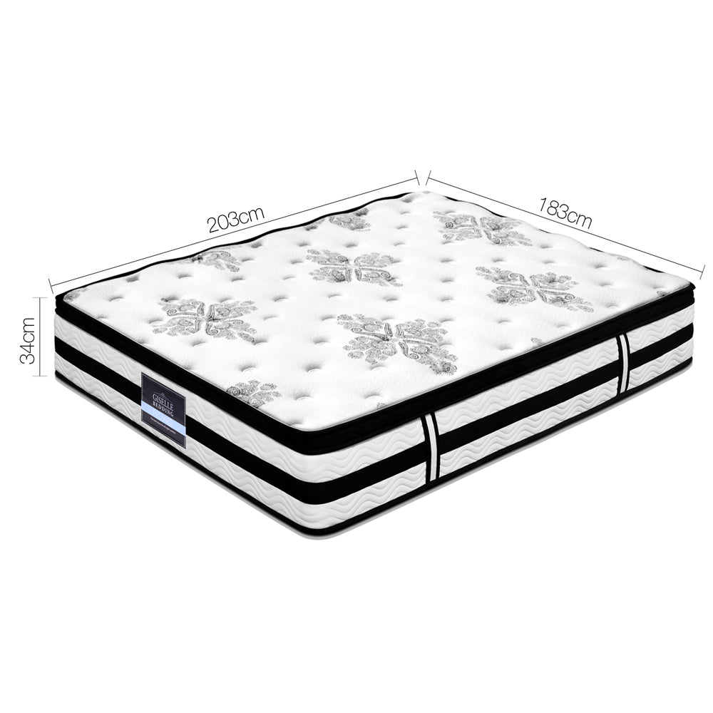 Giselle Bedding 34cm Mattress Euro Top Pocket Spring King Medium Firm 6.5