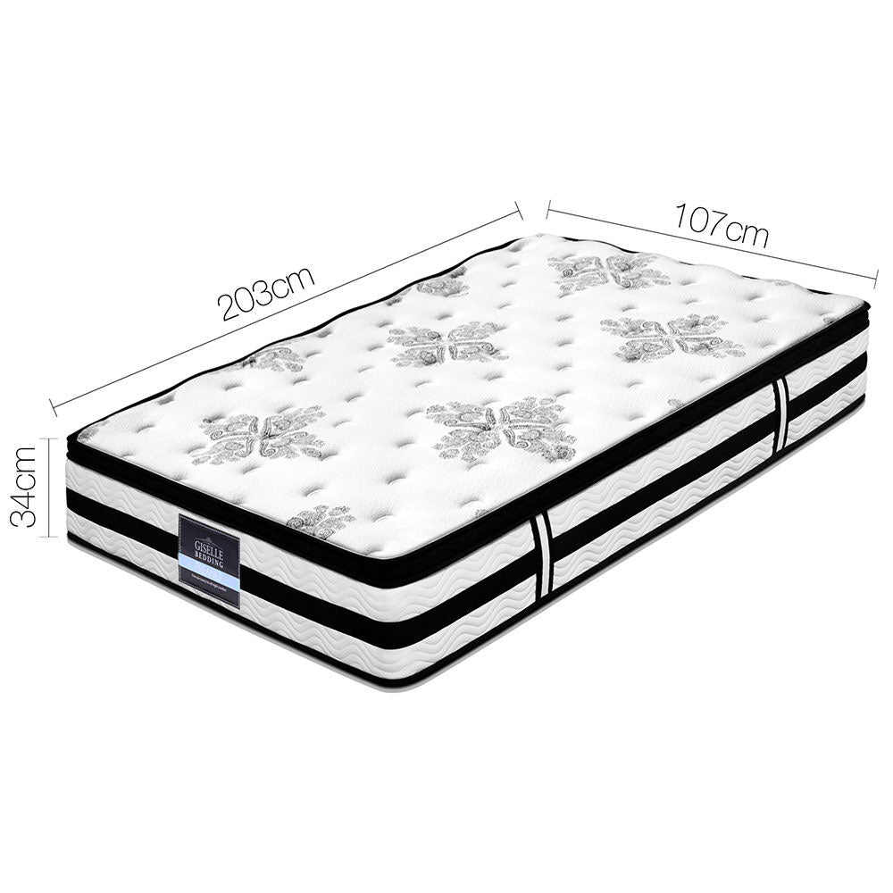 Giselle Bedding 34cm Mattress Euro Top Pocket Spring King Single Medium Firm 6.5