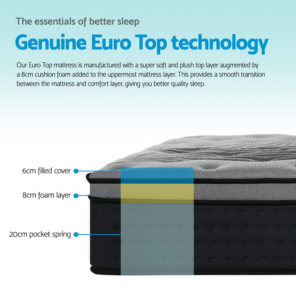 Giselle Bedding 34cm Mattress Bamboo Cover King Single Medium Firm 6.0
