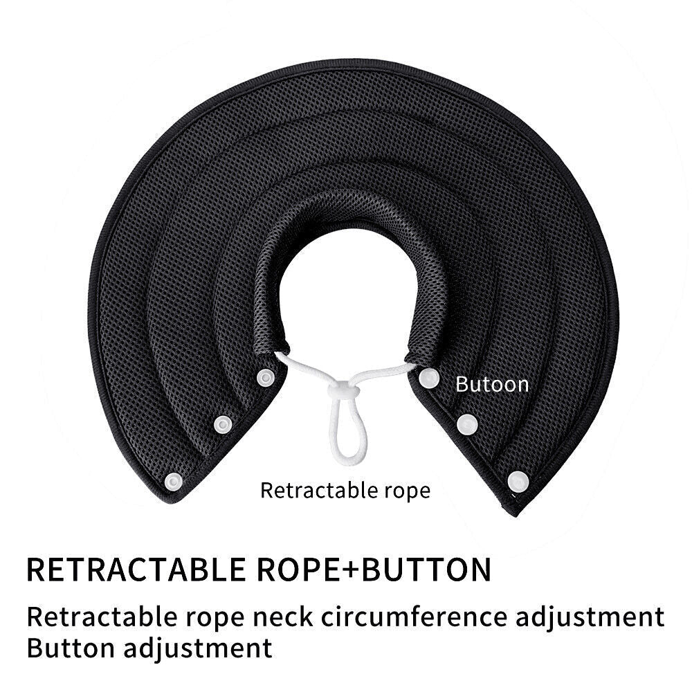 Pet Dog Cat Elizabethan Collar Adjustable Cone Mesh Recovery L-Black