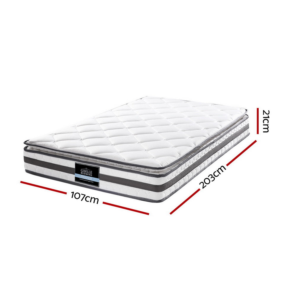 Giselle Bedding 21cm Mattress Pillow Top King Single Medium Firm 6.0