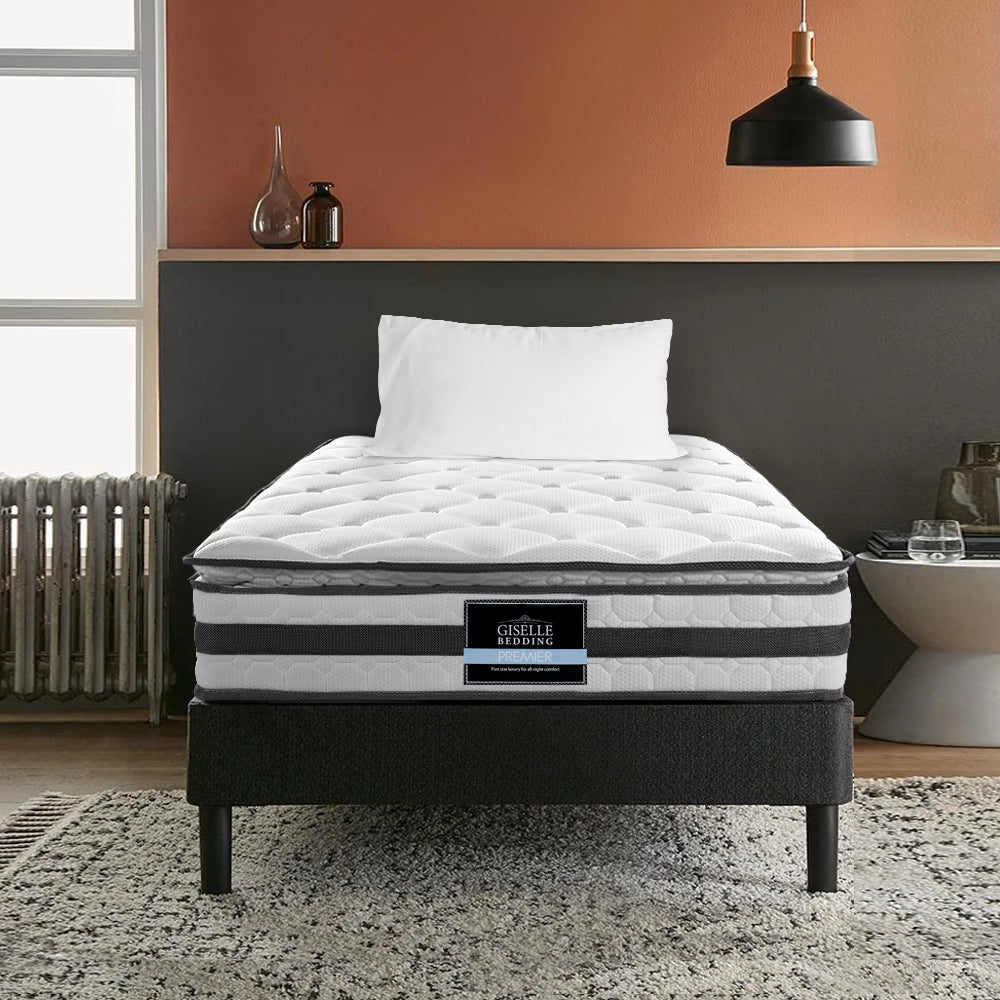 Giselle Bedding 21cm Mattress Pillow Top King Single Medium Firm 6.0
