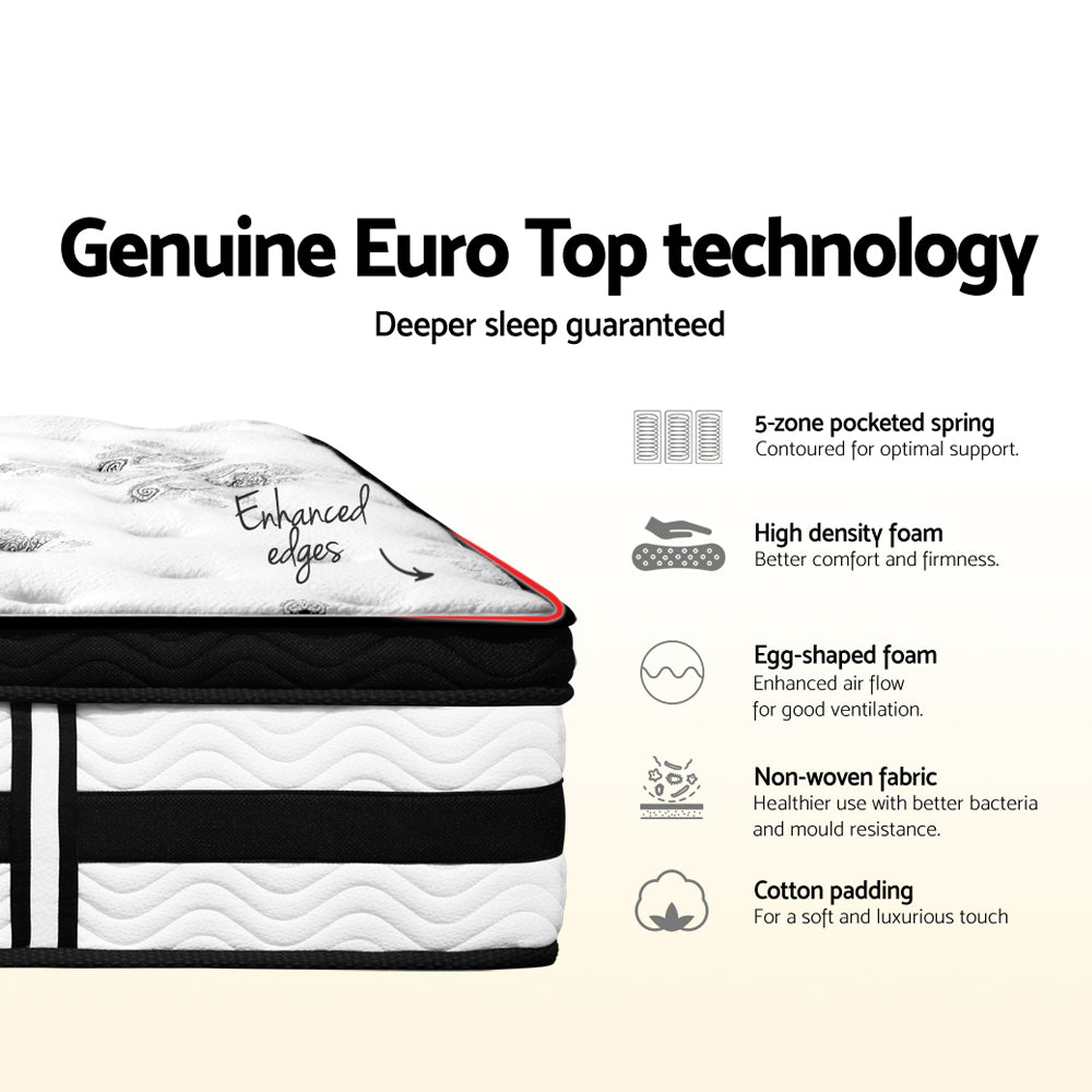 Giselle Bedding 34cm Mattress Euro Top Pocket Spring King Medium Firm 6.5