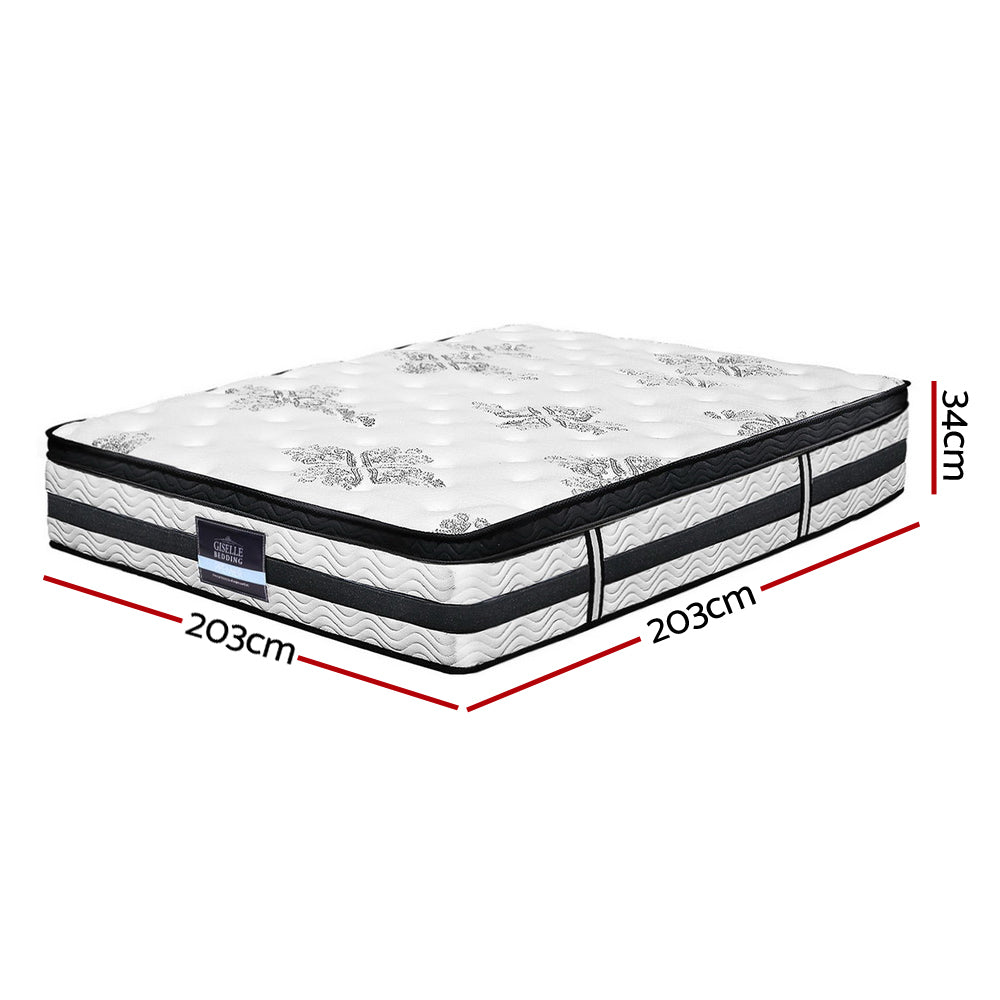 Giselle Bedding 34cm Mattress Euro Top Pocket Spring Super King Medium Firm 6.5