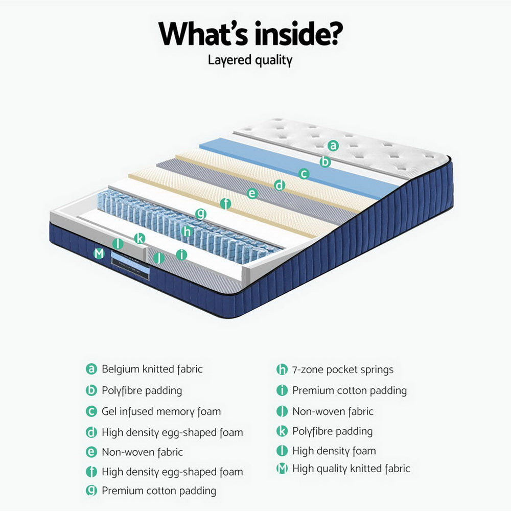 Giselle Bedding 34cm Mattress Cool Gel Memory Foam 7 Zone King Medium Firm 6.5