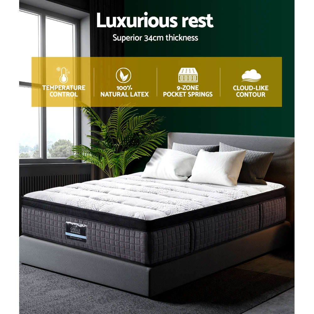 Giselle Bedding 34cm Mattress 9 Zone Latex Foam King Single Medium Firm 6.5