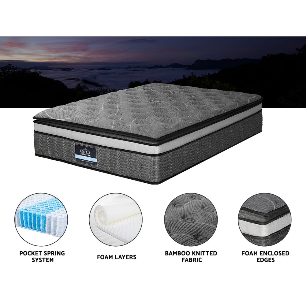 Giselle Bedding 34cm Mattress Double Layer Pocket Spring King Medium Firm 6.5